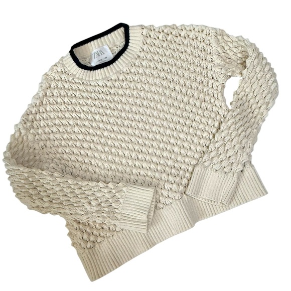 Zara Cream Textured Kid’s Sweater - Picture 1 of 5